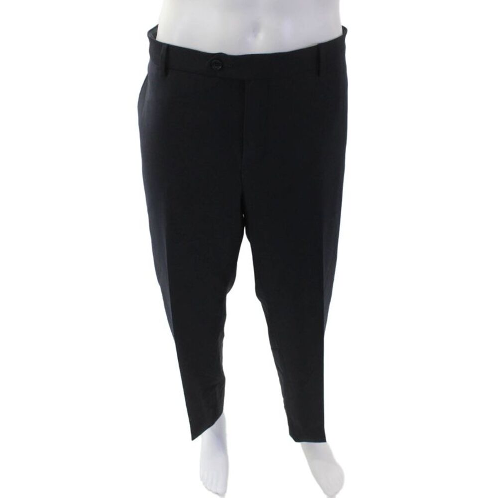Reda Mens Textured Lined Pleated Straight Leg Dress Pants Navy Size EUR 40
